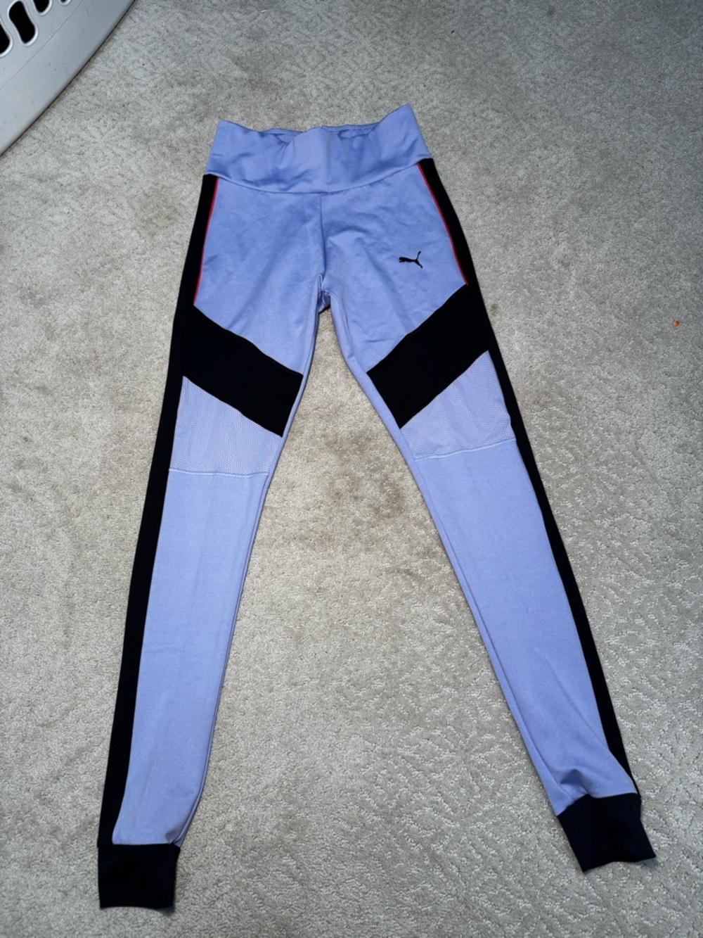 Puma Lavender and Black Performance Leggings with Pink Accents